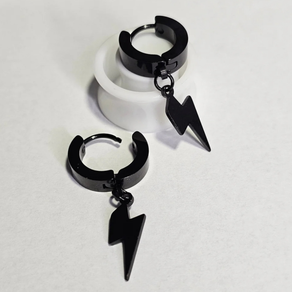 Lightning Bolt Hoop Earrings